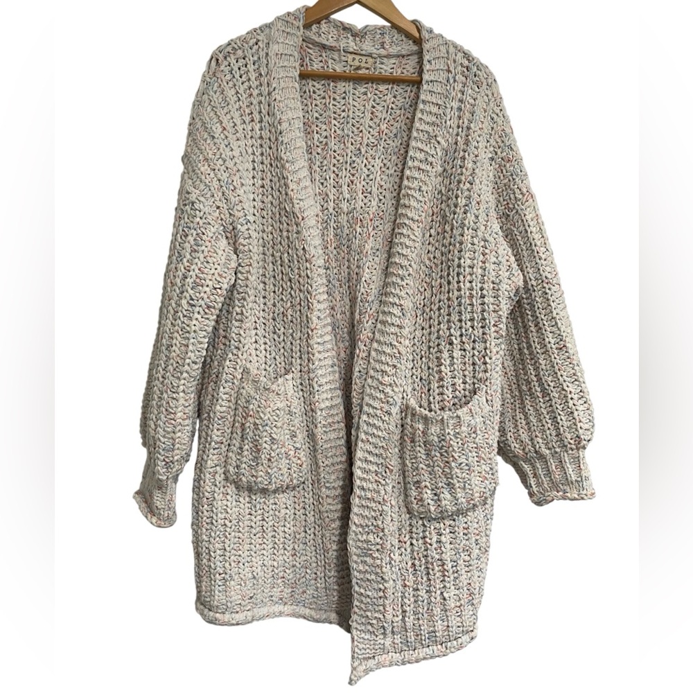 POL rainbow confetti chunky knit cardigan